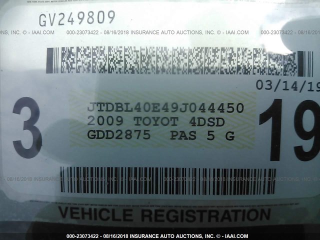 JTDBL40E49J044450 - 2009 TOYOTA COROLLA LE/XLE TEAL photo 9