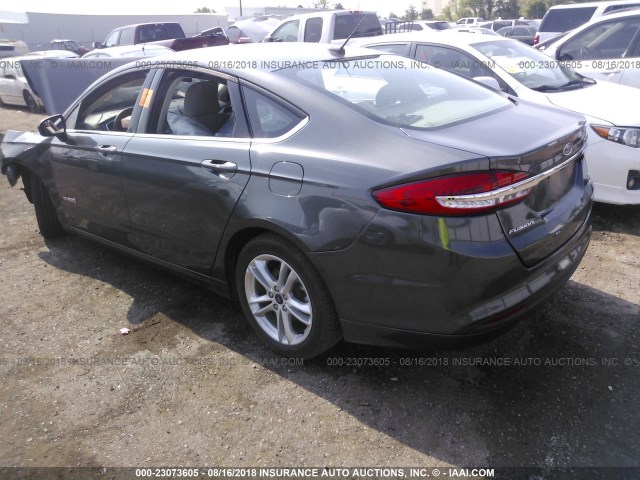 3FA6P0LU7JR173400 - 2018 FORD FUSION SE HYBRID GRAY photo 3