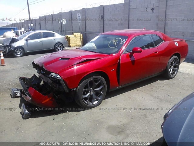 2C3CDZBT5HH619637 - 2017 DODGE CHALLENGER R/T RED photo 2