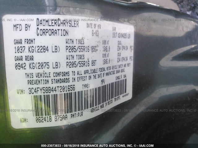 3C4FY58B44T201656 - 2004 CHRYSLER PT CRUISER TOURING GRAY photo 9