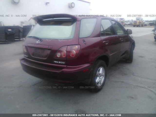 JT6HF10U4Y0148858 - 2000 LEXUS RX 300 BURGUNDY photo 4