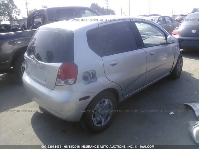 KL1TD66608B264844 - 2008 CHEVROLET AVEO LS SILVER photo 4