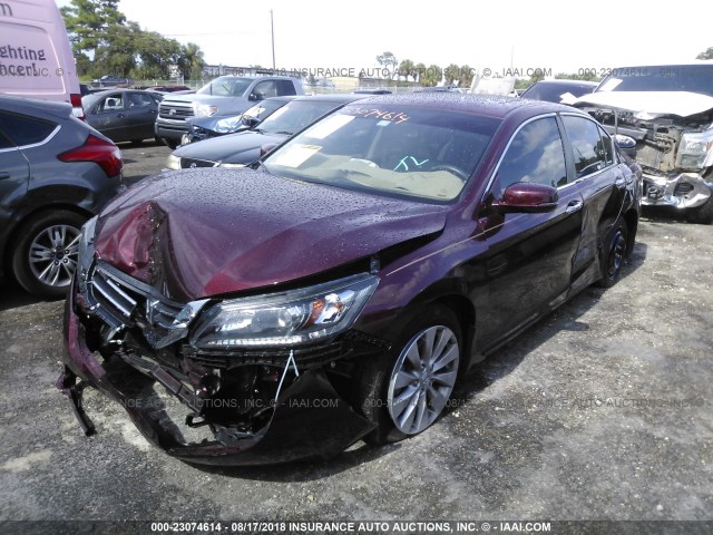 1HGCR2F89FA163259 - 2015 HONDA ACCORD EXL MAROON photo 2