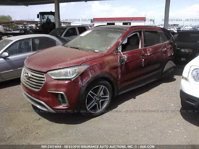 KM8SR4HFXJU284211 - 2018 HYUNDAI SANTA FE SE/LIMITED RED photo 2