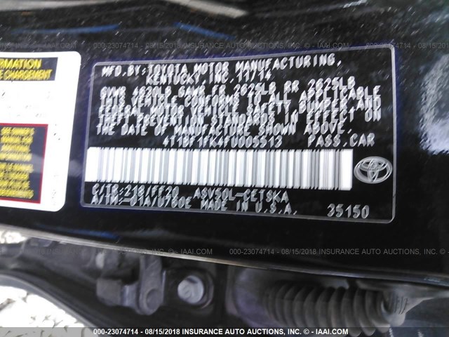 4T1BF1FK4FU005513 - 2015 TOYOTA CAMRY LE/XLE/SE/XSE 黑色 照片 9