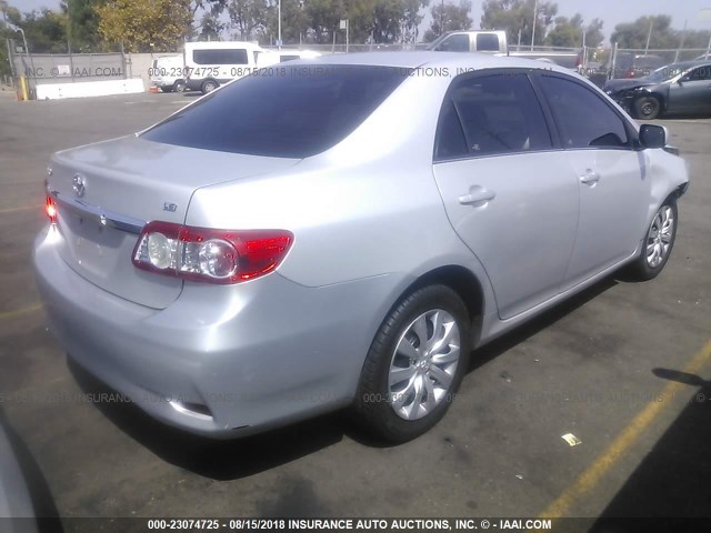 2T1BU4EE4DC084764 - 2013 TOYOTA COROLLA S/LE SILVER photo 4