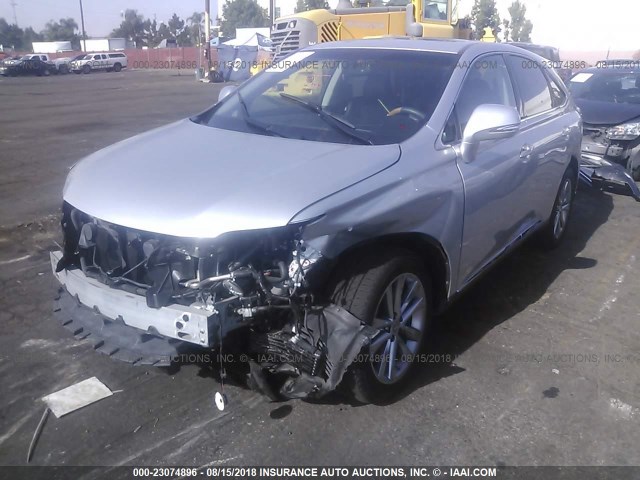 2T2ZB1BA4FC001207 - 2015 LEXUS RX 450H SILVER photo 2