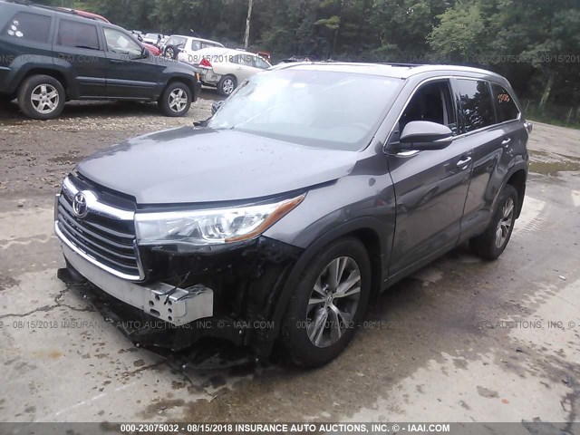 5TDJKRFH3FS118789 - 2015 TOYOTA HIGHLANDER XLE ნაცრისფერი ფოტო 2