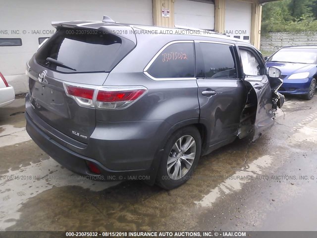 5TDJKRFH3FS118789 - 2015 TOYOTA HIGHLANDER XLE ნაცრისფერი ფოტო 4