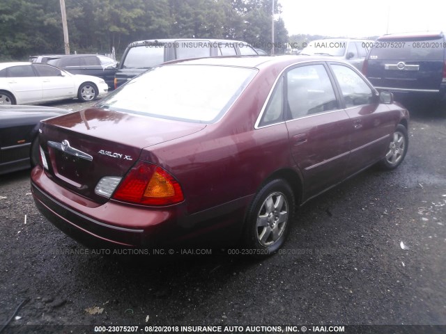 4T1BF28B11U149001 - 2001 TOYOTA AVALON XL/XLS RED photo 4