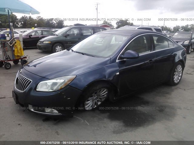 W04GY5GV7B1097517 - 2011 BUICK REGAL CXL BLUE photo 2