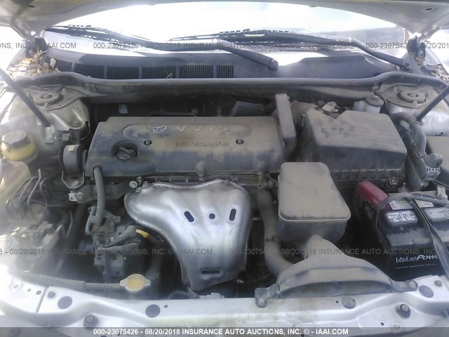 4T1BE46K78U257120 - 2008 TOYOTA CAMRY CE/LE/XLE/SE SILVER photo 10