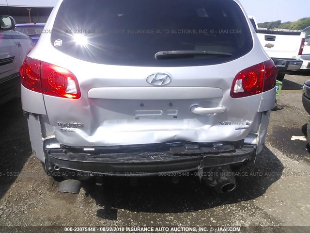 5NMSH73E18H147196 - 2008 HYUNDAI SANTA FE SE/LIMITED SILVER photo 6