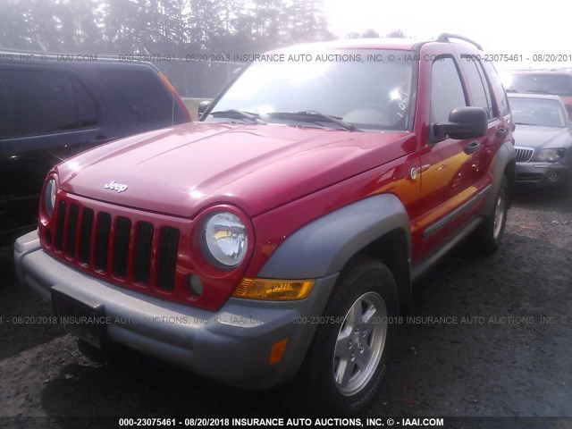 1J4GL48585W588676 - 2005 JEEP LIBERTY SPORT RED photo 2