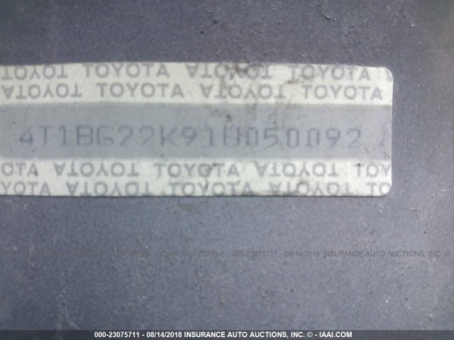 4T1BG22K91U050092 - 2001 TOYOTA CAMRY CE/LE/XLE Champagne photo 9