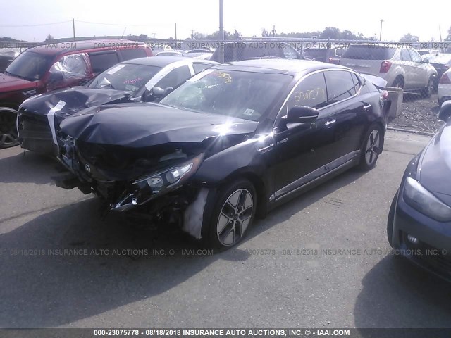 KNAGM4AD9D5049845 - 2013 KIA OPTIMA HYBRID BLACK photo 2