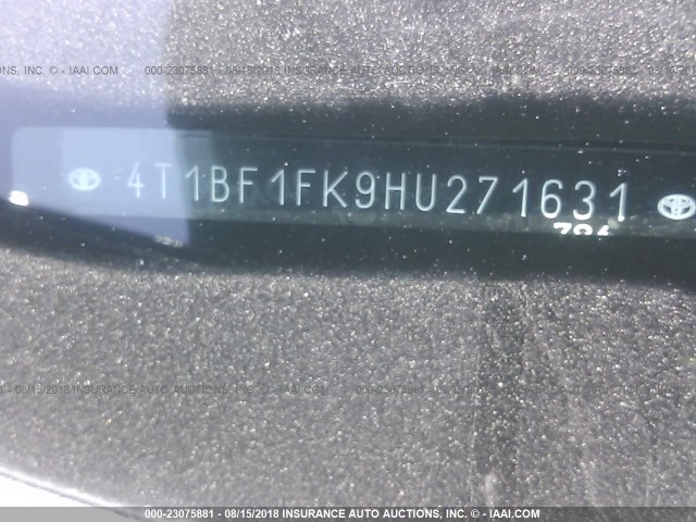 4T1BF1FK9HU271631 - 2017 TOYOTA CAMRY LE/XLE/SE/XSE 黑色 照片 9