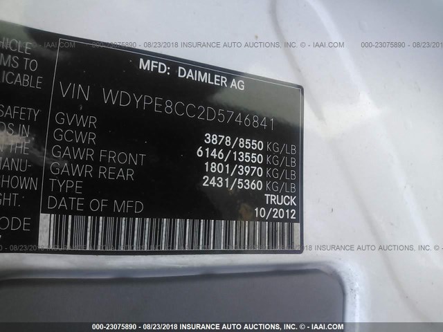 WDYPE8CC2D5746841 - 2013 FREIGHTLINER 2500 SPRINTER 2500 BROWN photo 10