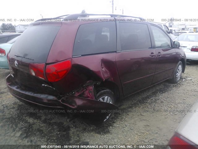 5TDZK23CX8S152878 - 2008 TOYOTA SIENNA CE/LE RED photo 4