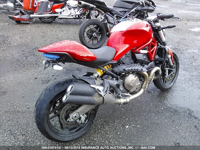 ZDM1RBTS9GB020804 - 2016 DUCATI MONSTER 821 RED photo 4