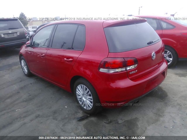 WVWDB7AJ7CW270579 - 2012 VOLKSWAGEN GOLF RED photo 3