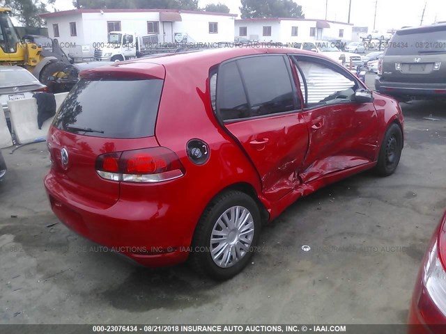 WVWDB7AJ7CW270579 - 2012 VOLKSWAGEN GOLF RED photo 4