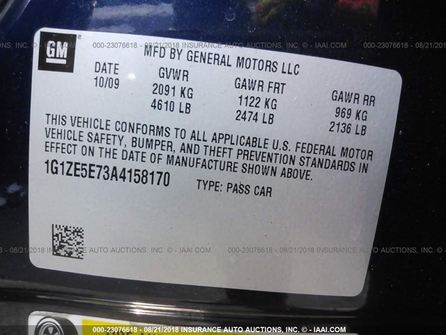 1G1ZE5E73A4158170 - 2010 CHEVROLET MALIBU LTZ 蓝色 照片 9