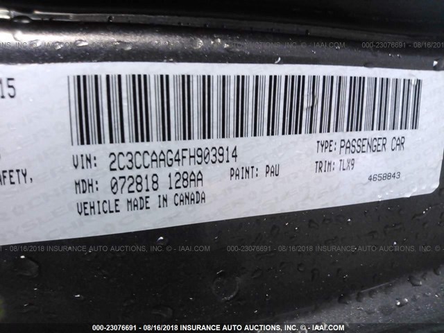 2C3CCAAG4FH903914 - 2015 CHRYSLER 300 LIMITED GRAY photo 9