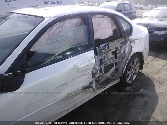 4S3BL856694212368 - 2009 SUBARU LEGACY 3.0R LIMITED WHITE photo 6