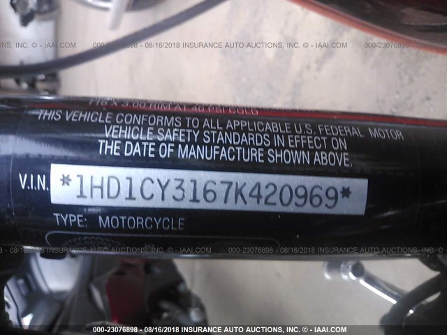 1HD1CY3167K420969 - 2007 HARLEY-DAVIDSON XL1200 50TH ANNIVERSARY ORANGE photo 10