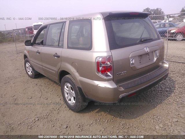 5FNYF28106B036890 - 2006 HONDA PILOT LX GOLD photo 3