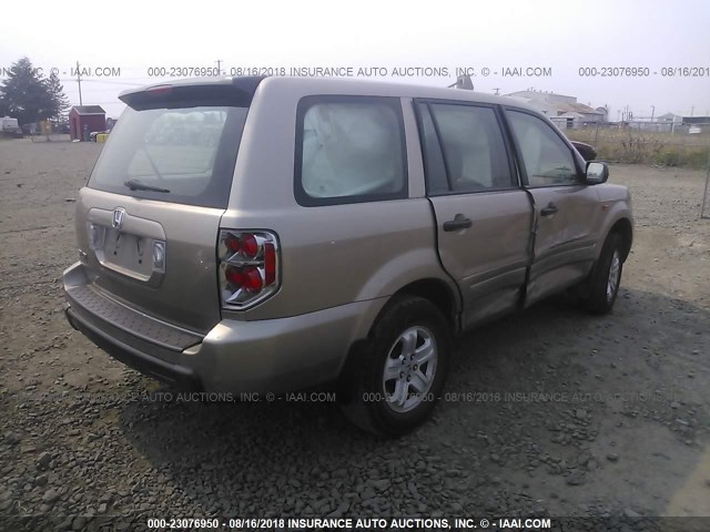 5FNYF28106B036890 - 2006 HONDA PILOT LX GOLD photo 4