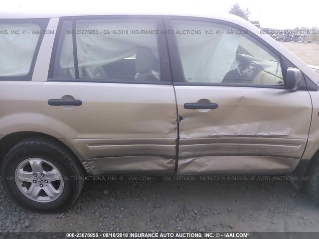 5FNYF28106B036890 - 2006 HONDA PILOT LX GOLD photo 6