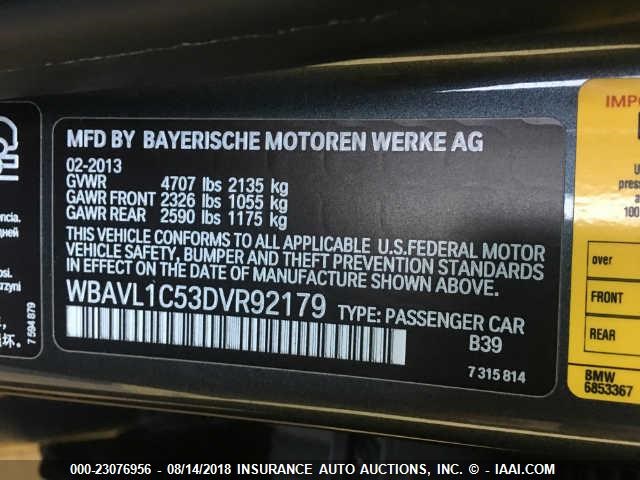 WBAVL1C53DVR92179 - 2013 BMW X1 BLACK photo 9