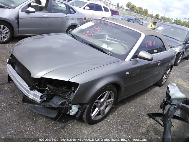 WAUAF48H18K005760 - 2008 AUDI A4 2.0T CABRIOLET GRAY photo 2