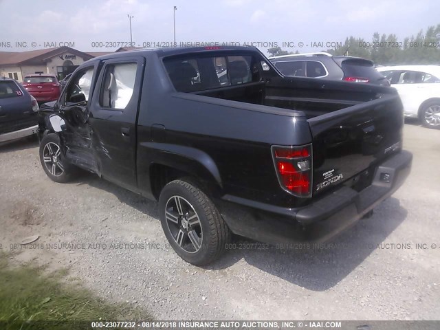 5FPYK1F7XEB012194 - 2014 HONDA RIDGELINE SPORT BLACK photo 3