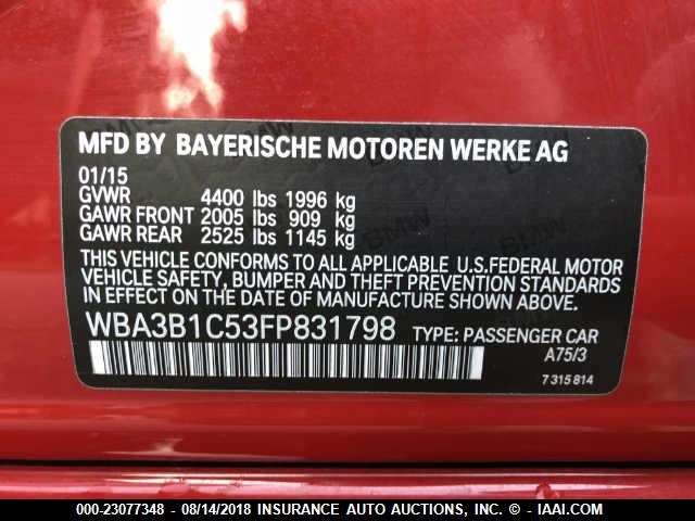 WBA3B1C53FP831798 - 2015 BMW 320 RED photo 9