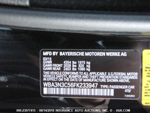 WBA3N3C56FK233947 - 2015 BMW 428 BLACK photo 9