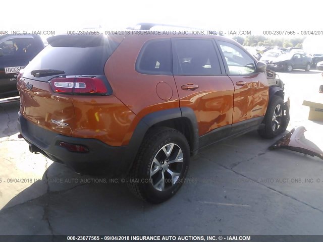 1C4PJMBS1GW252252 - 2016 JEEP CHEROKEE TRAILHAWK ORANGE photo 4