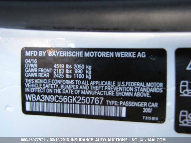 WBA3N9C56GK250767 - 2016 BMW 428 WHITE photo 9