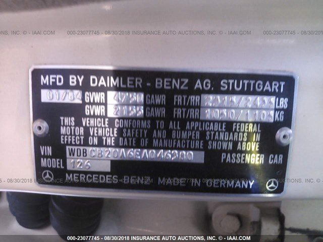 WDBCB20A6EA046380 - 1984 MERCEDES-BENZ 300 SD YELLOW photo 9