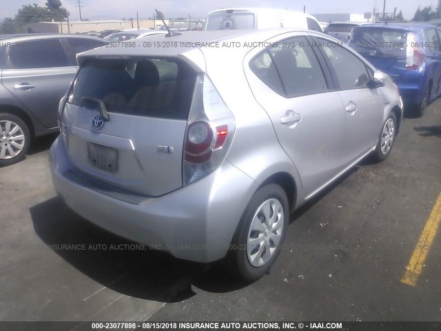 JTDKDTB36D1546601 - 2013 TOYOTA PRIUS C SILVER photo 4