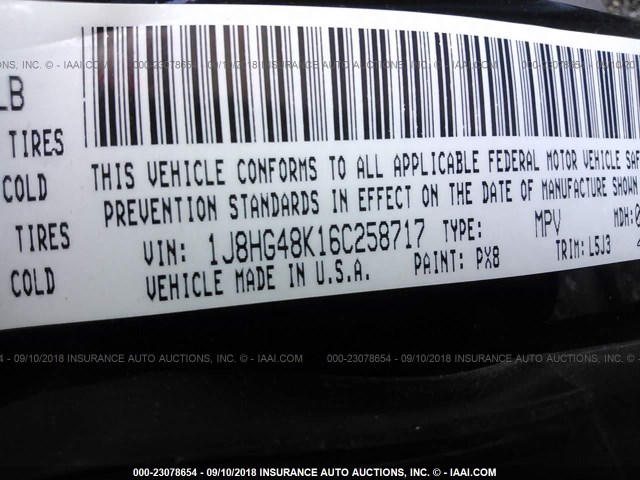 1J8HG48K16C258717 - 2006 JEEP COMMANDER BLACK photo 9