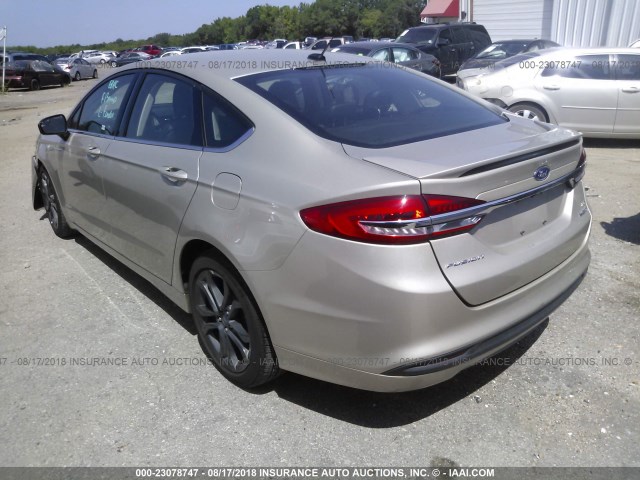 3FA6P0LU6JR132594 - 2018 FORD FUSION SE HYBRID GOLD photo 3