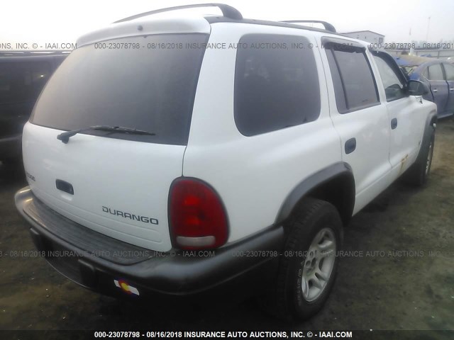 1B4HR38N02F115365 - 2002 DODGE DURANGO SPORT/SXT WHITE photo 4