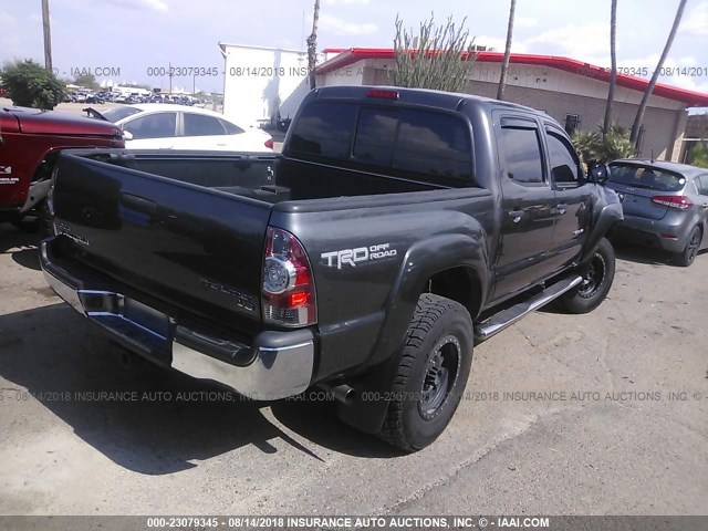 3TMJU4GN5DM148634 - 2013 TOYOTA TACOMA DOUBLE CAB PRERUNNER GRAY photo 4