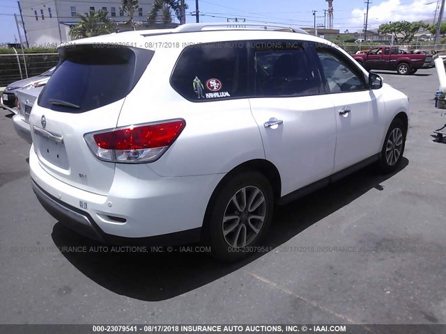 5N1AR2MN8EC659375 - 2014 NISSAN PATHFINDER S/SV/SL/PLATINUM WHITE photo 4