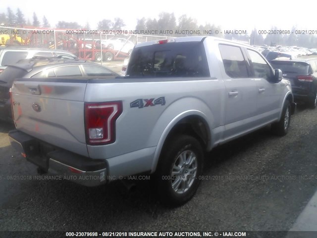 1FTEW1EF8HKD74718 - 2017 FORD F150 SUPERCREW SILVER photo 4