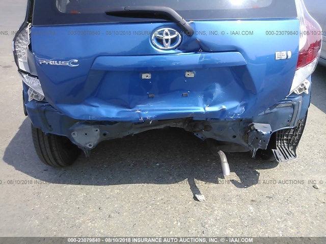 JTDKDTB37F1090918 - 2015 TOYOTA PRIUS C BLUE photo 6