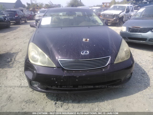 JTHBA30G855071296 - 2005 LEXUS ES 330 PURPLE photo 6